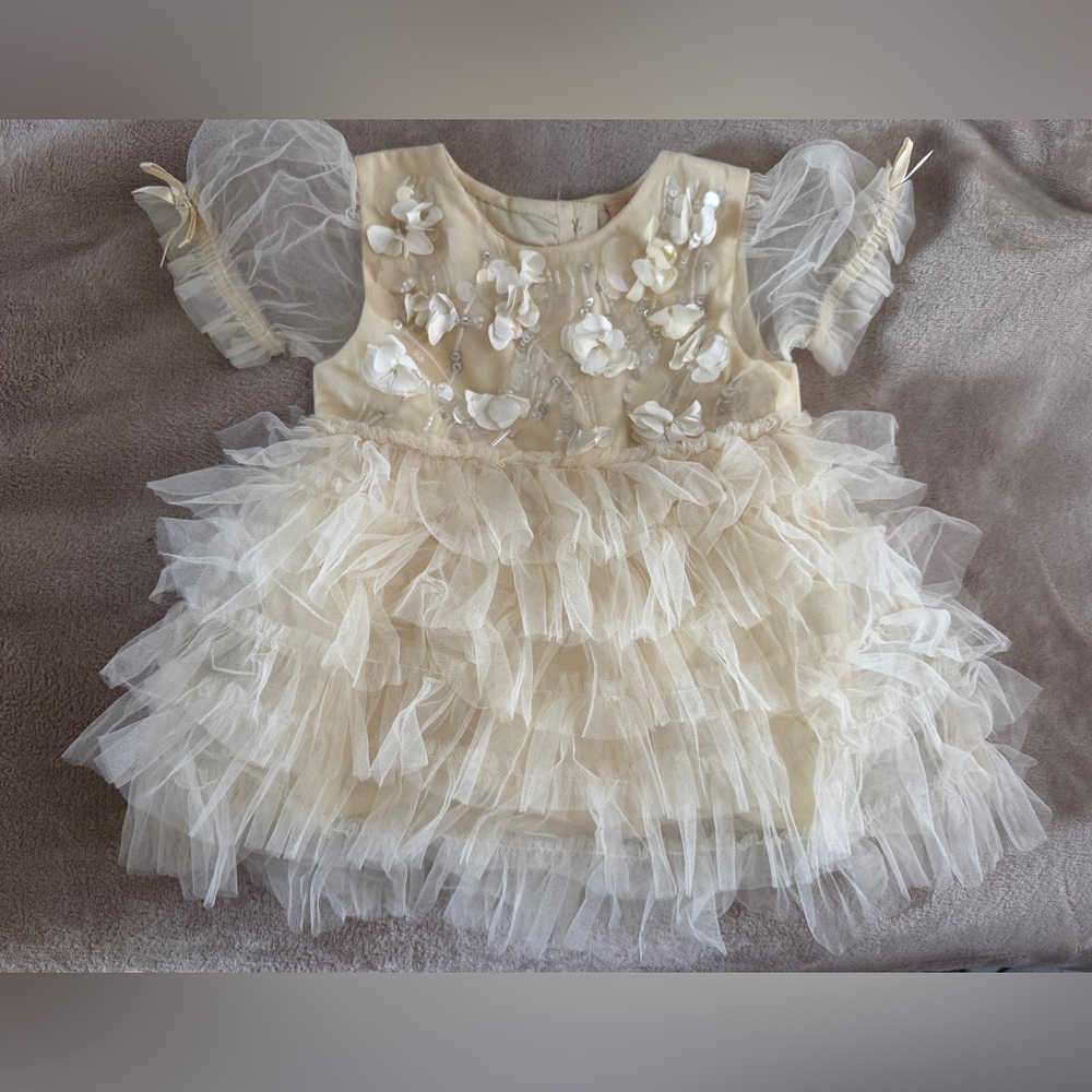 Tutu Du Monde Girl's Bebe Cream Juniper Tulle Tutu Dress Size 3-6 Months